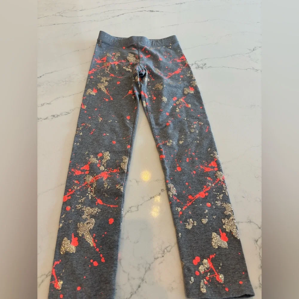 Crewcuts Vibrant Orange Burst Gray Leggings
